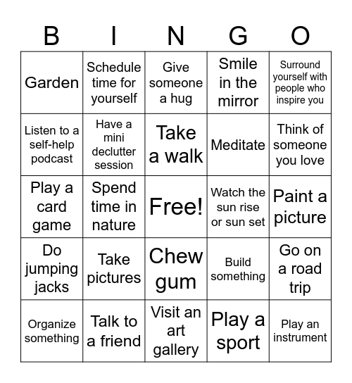 Wellness Bingo! Bingo Card