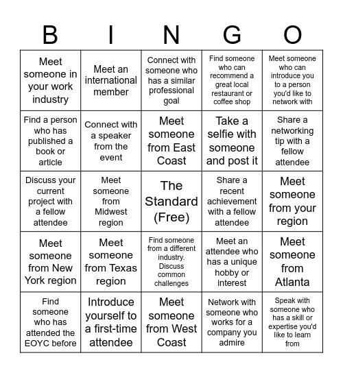 The Standard End of the Year Conference Bingo Card
