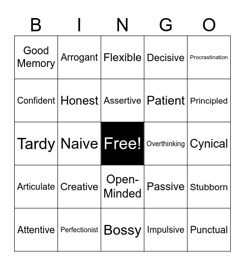 Strengths & Weaknesses Bingo Card