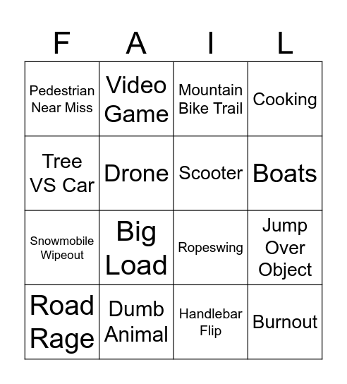 FAIL BINGO Card