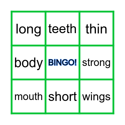 ANIMALS Bingo Card