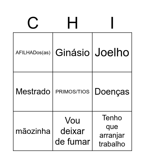 Bingo Chico Bingo Card