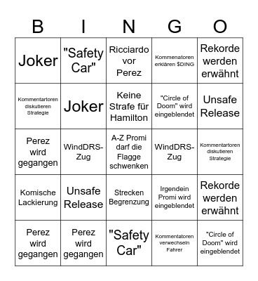 F1 Sao Paulo 2023 Bingo Card