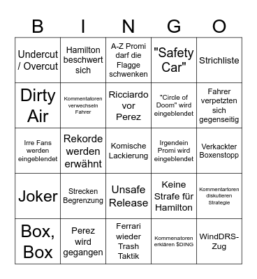 F1 Sao Paulo 2023 Bingo Card