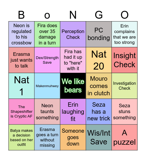 Dungeon Time? Bingo Card