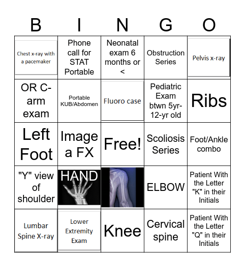 Diagnostic Radiology Bingo Card