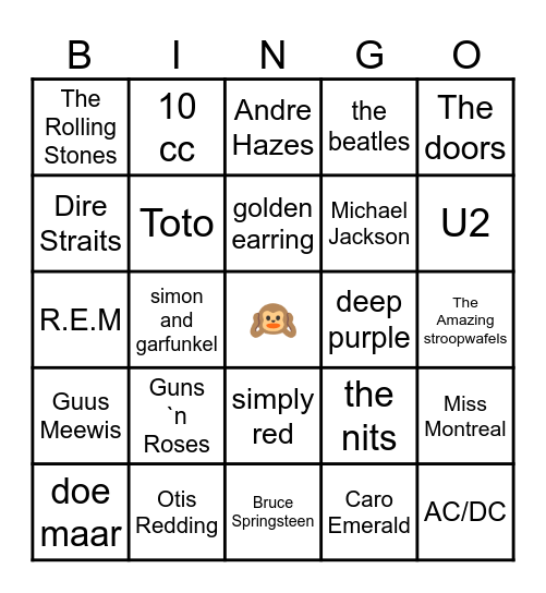 muziekbingo kees Bingo Card
