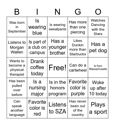 Find someone who... Bingo Card