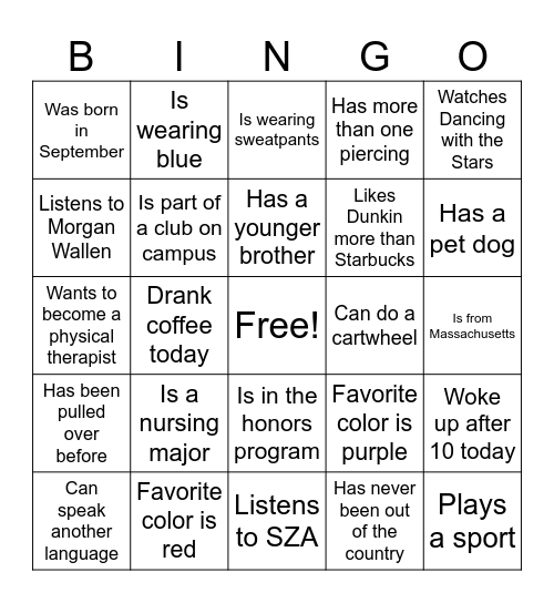 Find someone who... Bingo Card