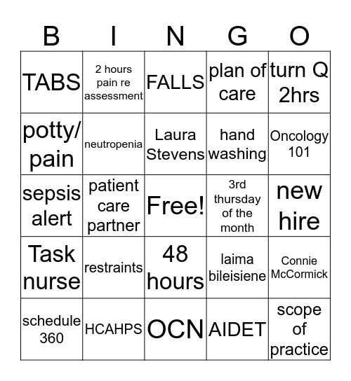5 Tower Oncology Bingo Card