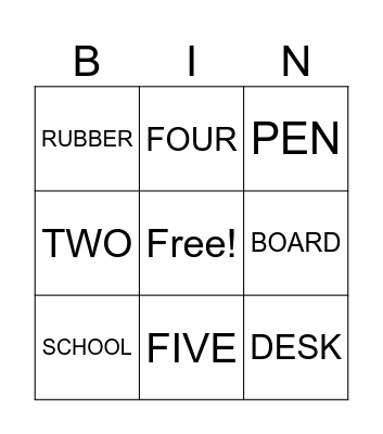 SCHOOL (Hello Explorer 1 unit 1) Bingo Card