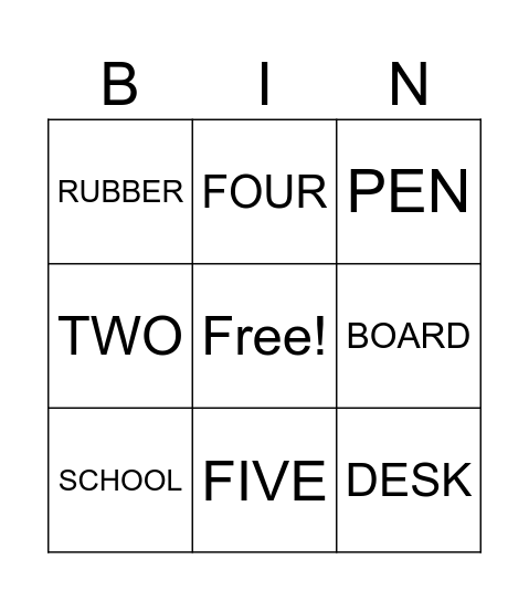 SCHOOL (Hello Explorer 1 unit 1) Bingo Card