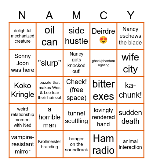 Rude Detectives Bingo Card