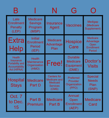 MEDICARE BINGO Card