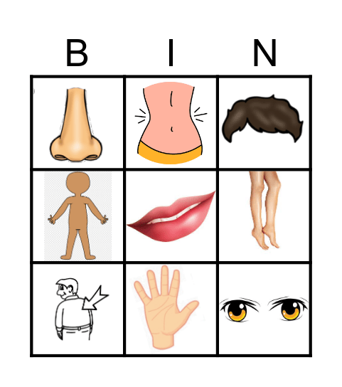 BODY PARTS 1-2 Bingo Card