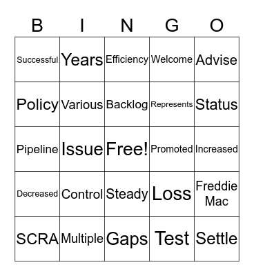 Town Hall Meeting Bingo Card