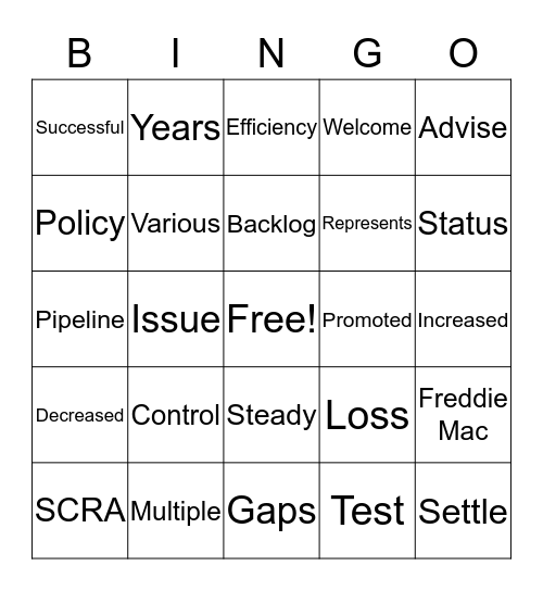 Town Hall Meeting Bingo Card
