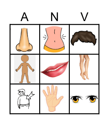 BODY PARTS 1 Bingo Card