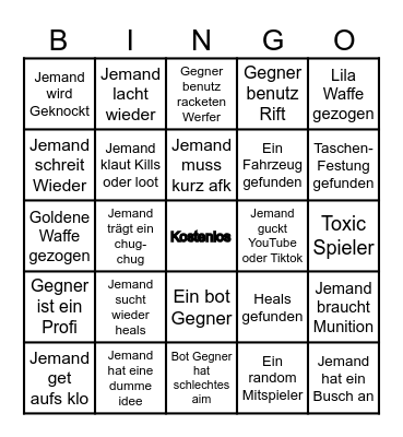 Fortnite OG battle royalebingo Card