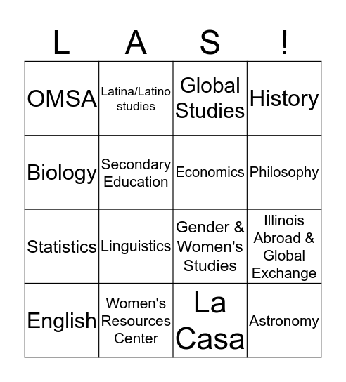 College of LAS Bingo Card