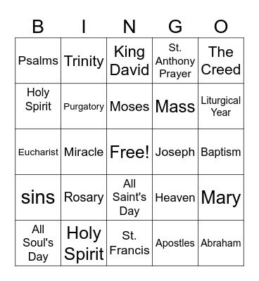 CCD Bingo Card