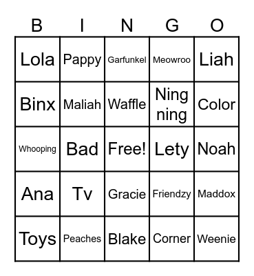 House Bingo Card