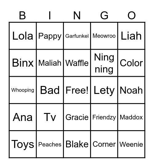 House Bingo Card