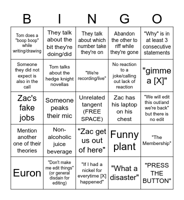 Interesting Nerd Club Bingo Card