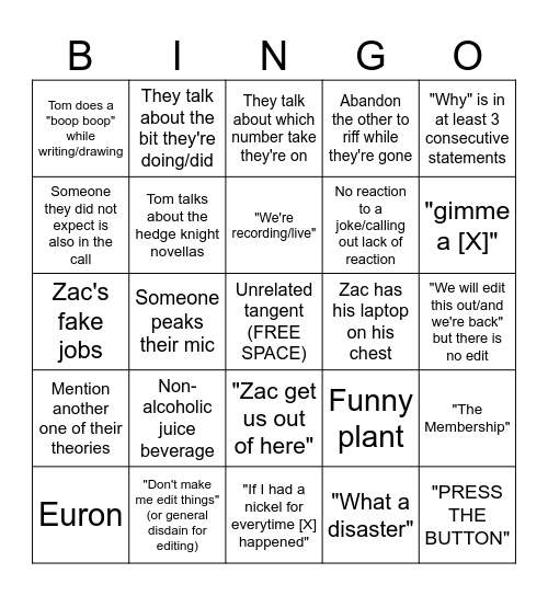 Interesting Nerd Club Bingo Card