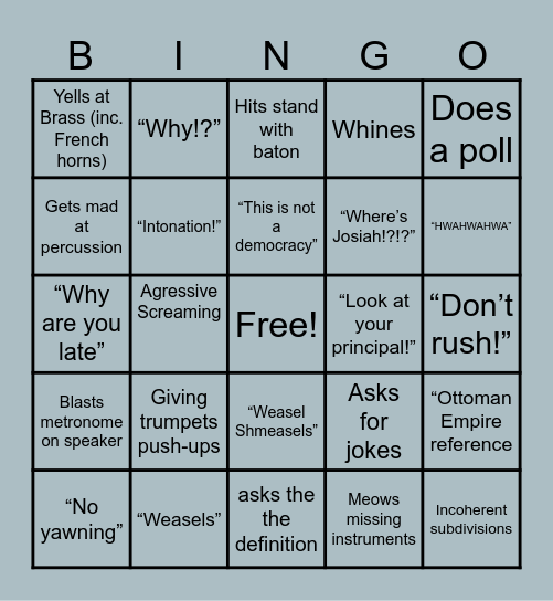 CYO MAXIM BINGO Card