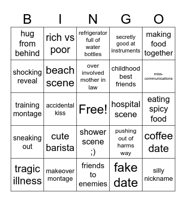 kdrama tropes Rexroth Bingo Card