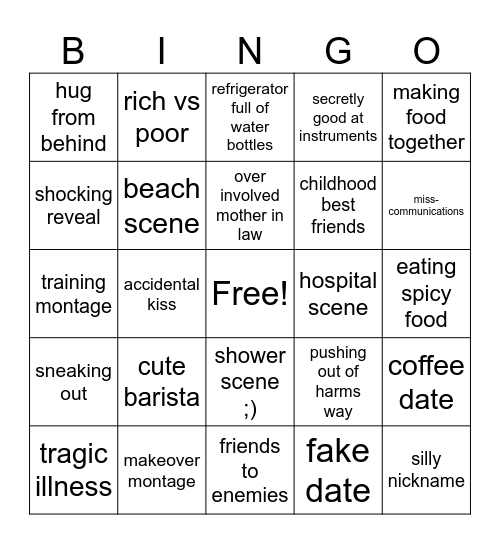 kdrama tropes Rexroth Bingo Card