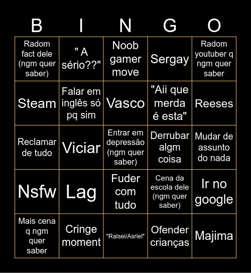 Sergomor123 Bingo Card