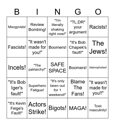 Why "The Marvels" Failed Bingo Card