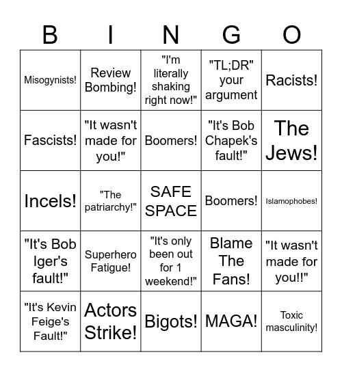 Why "The Marvels" Failed Bingo Card