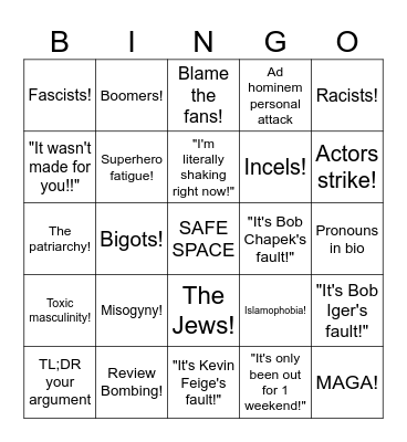 Why "The Marvels" Failed Bingo Card Bingo Card