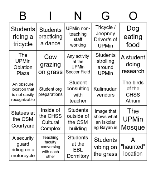 Photo Bingo Card