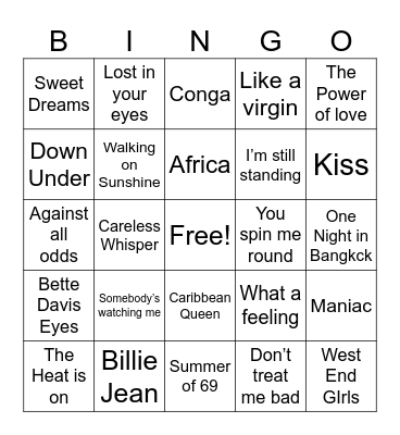 I love the 80s Bingo Card