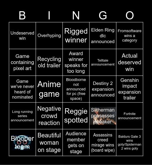 GAME AWARDS BINGO 2023 Bingo Card