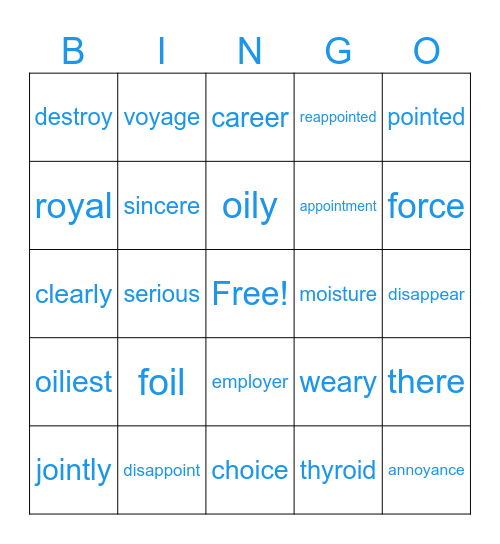 Morrissey Spelling Words Week 7 Bingo Card
