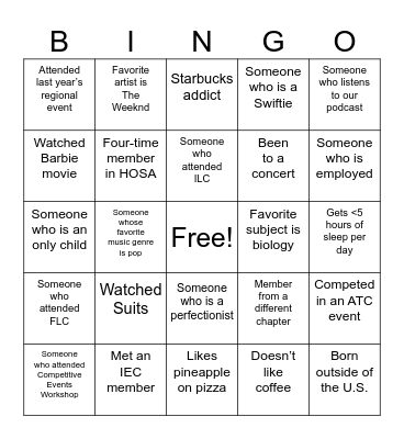 Missouri HOSA Regional Event BINGO! Bingo Card