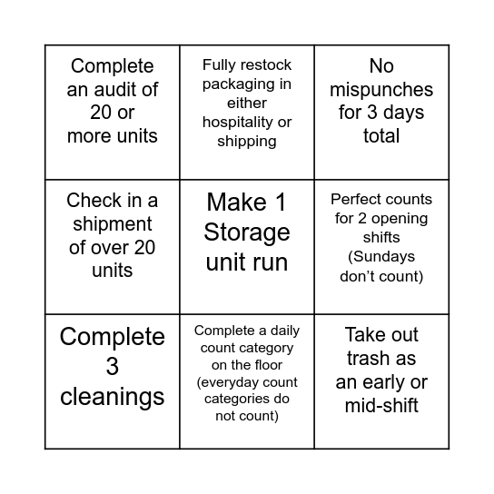 OPS Bingo Card