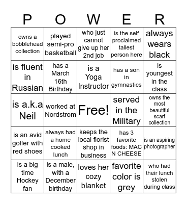 Find Someone on your TEAM...who... Bingo Card