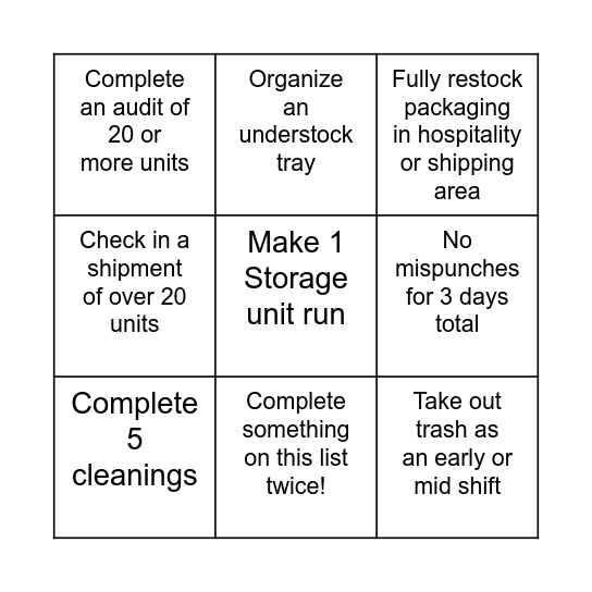 OPS Bingo Card