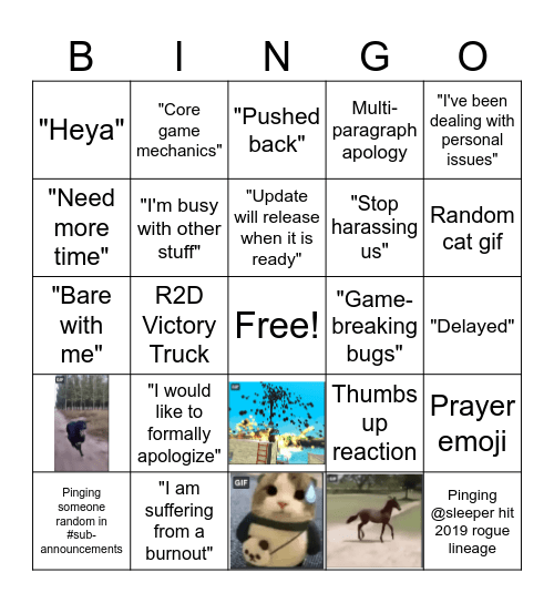 Ailbric Bingo Card