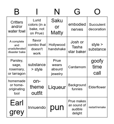 Botanical Week Bingo Card