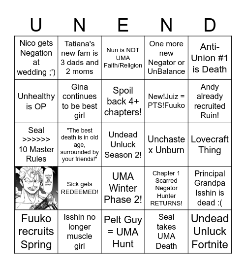 Undead Unluck Bingo 3 Bingo Card