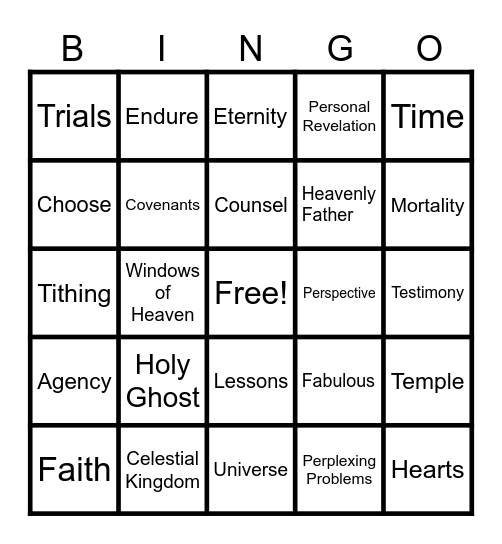 Think Celestial Bingo Card