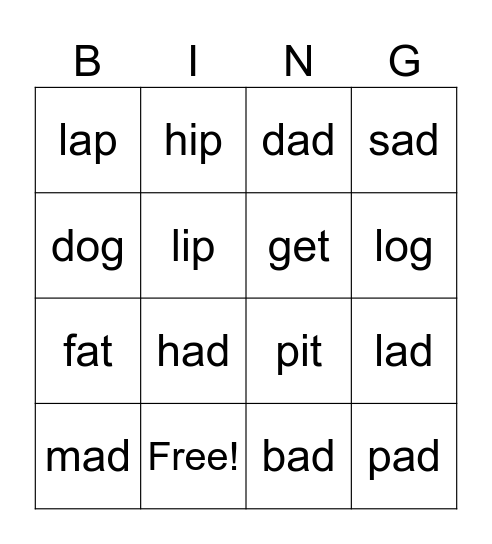 ABC Bingo Card