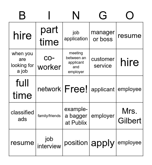 Job search Bingo Card